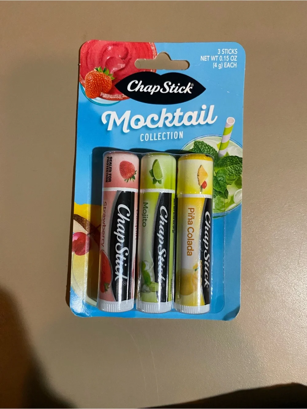 Mocktail Collection Lip Balm - Strawberry, Mojito & Piña Colada (Pack of 3)